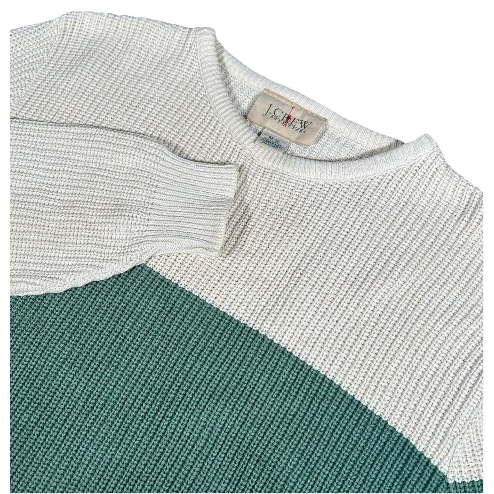 J. Crew Factory White and Green Crewneck Sweater